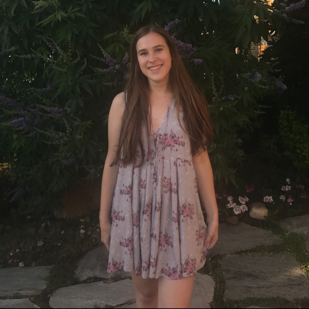 Free People Purple Lovely Day Printed Tunic Dress